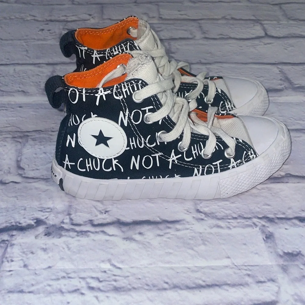Converse “Not a Chuck Taylor” Chuck Taylor High Black, Orange, and White Size 12